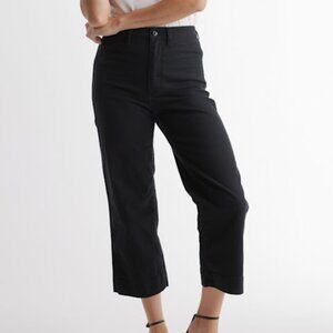 Organic Stretch Cotton Twill Wide-Leg Crop Pant